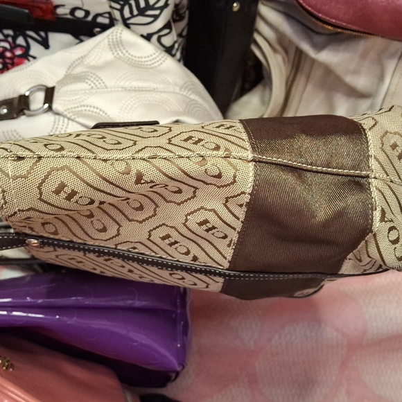 COACH 'TAG DESIGN' TAN BROWN CANVAS MED TOTE 2008 - Picture 2 of 6